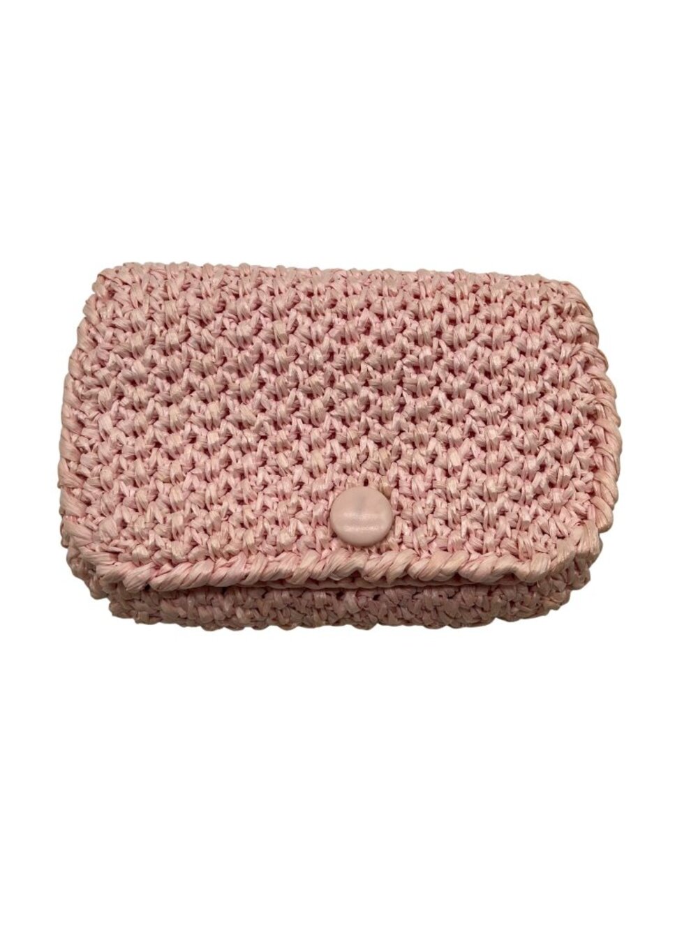 Magid Light Pink Raffia Yarn Clutch Bag
